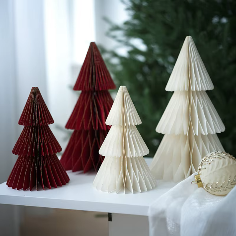 Décoration de sapin de Noël, ornements de sapin de Noël en papier nid d'abeille 3D, pendentifs suspendus pour sapin de Noël, décoration de fête de Noël et du Nouvel An