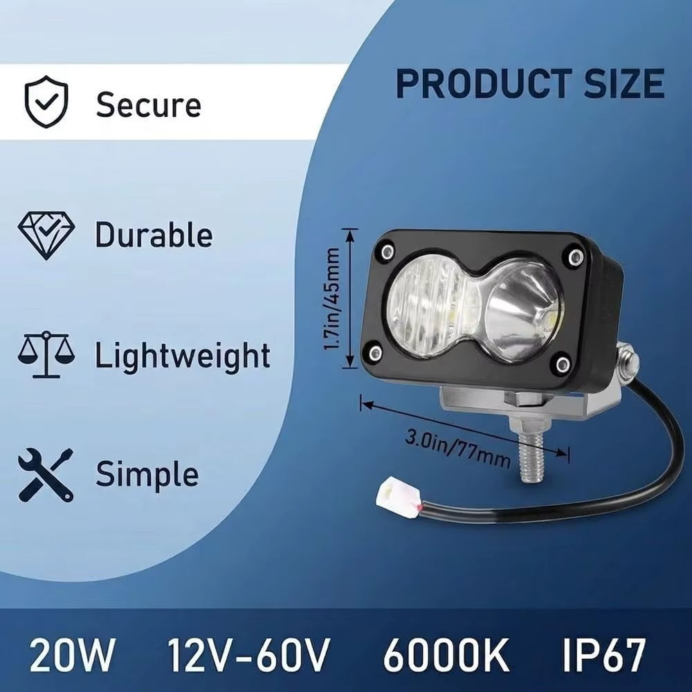 Phare de vélo électrique 20W 6000-6500K blanc étanche