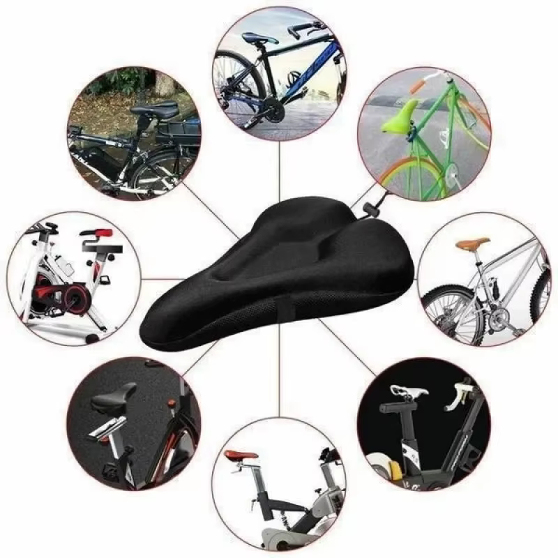 Housse de selle de vélo 3D rembourrée avec coussin en gel large et doux