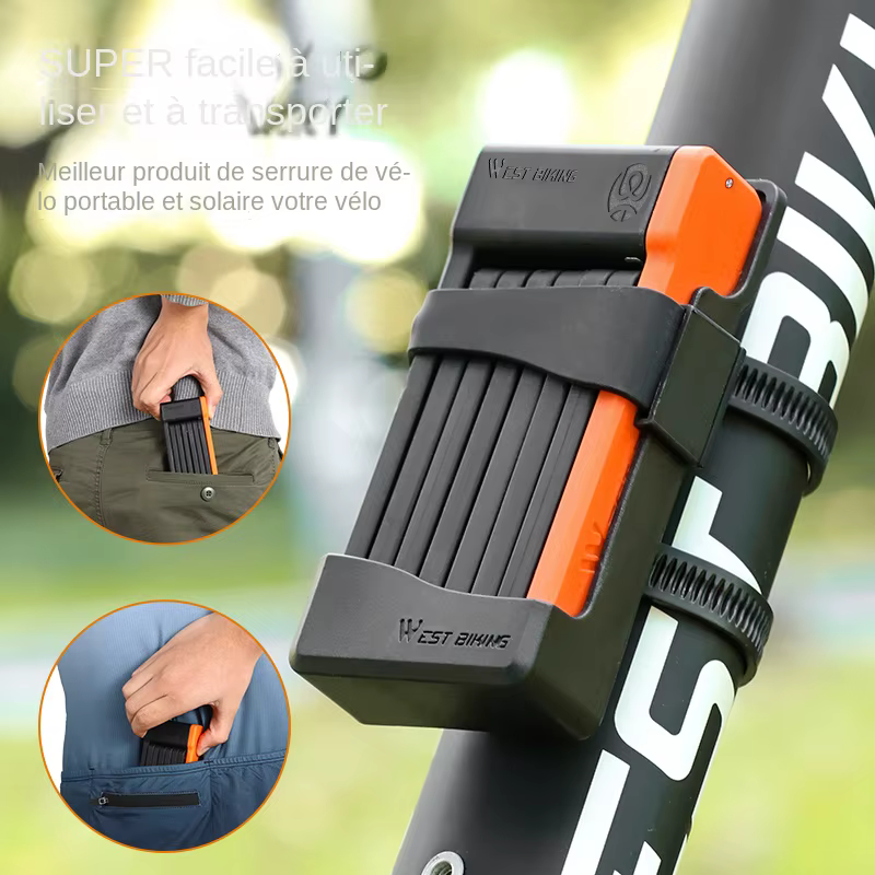 WEST BIKING Serrure de Sécurité Pliable pour Vélo