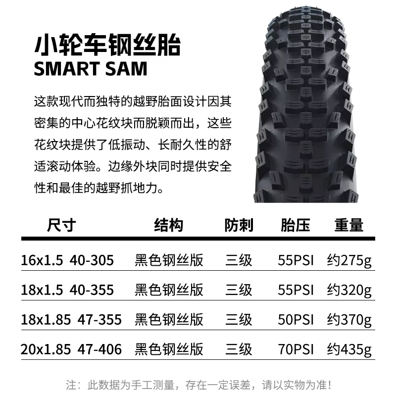 SCHWALBE Original SMART SAM pneu de vélo filaire 16/18x1.5 18/20x1.85 20x2.35