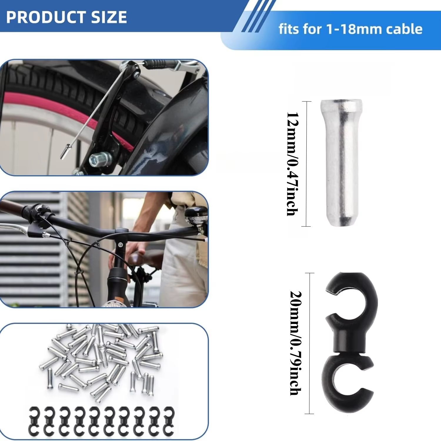 Lot de 50 embouts de câble de vélo avec clips rotatifs pour câbles de frein VTT pour un cyclisme fluide et des performances améliorées