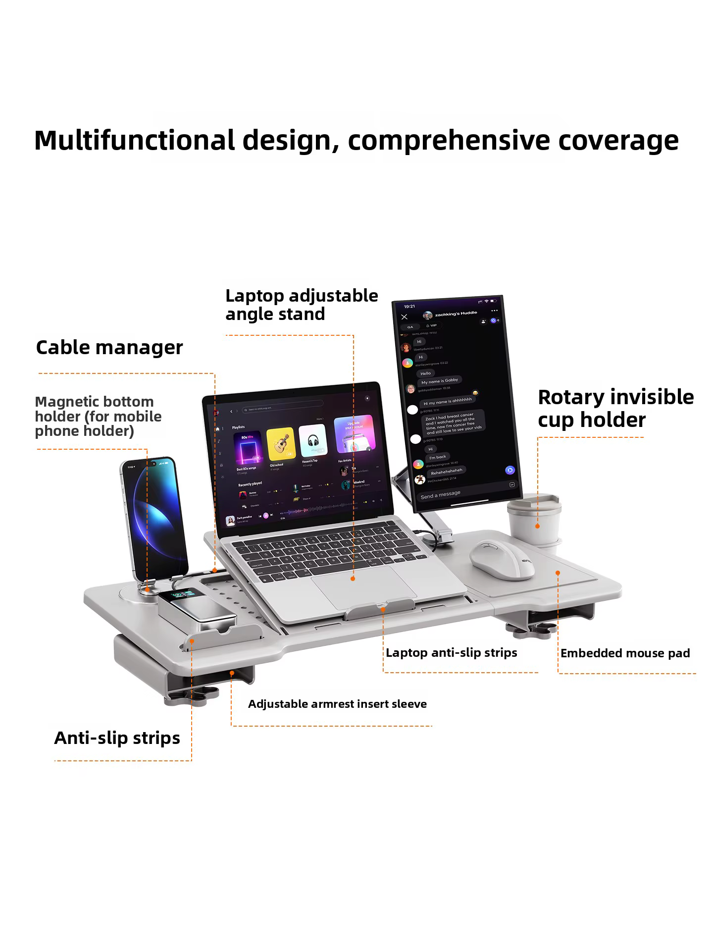Accoudoir de chaise ergonomique, fixation de bureau, Table pliable pour ordinateur portable, accessoire de poste de travail de bureau Mobile