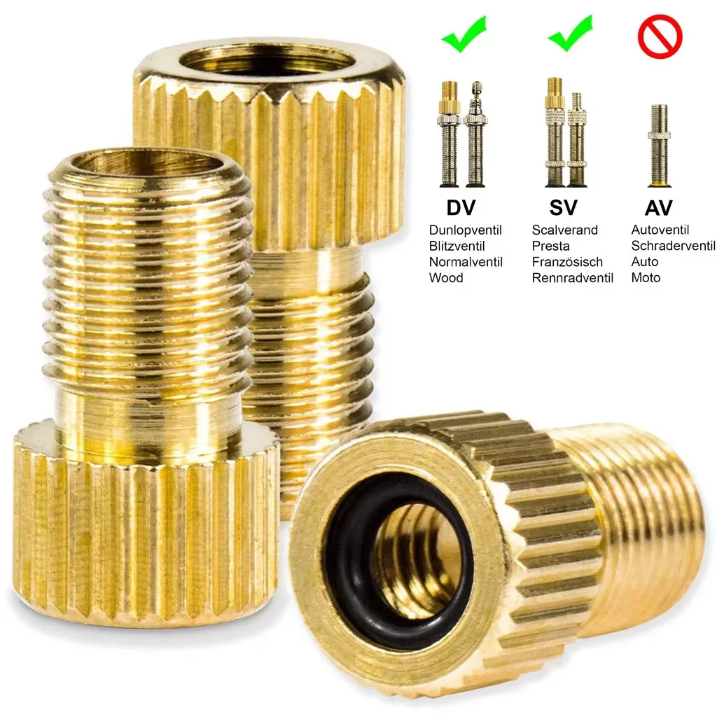 Adaptateur pour Valve VTT moto cyclisme gonflé se termine à Schrader petits accessoires de vélo à grande roue dorée