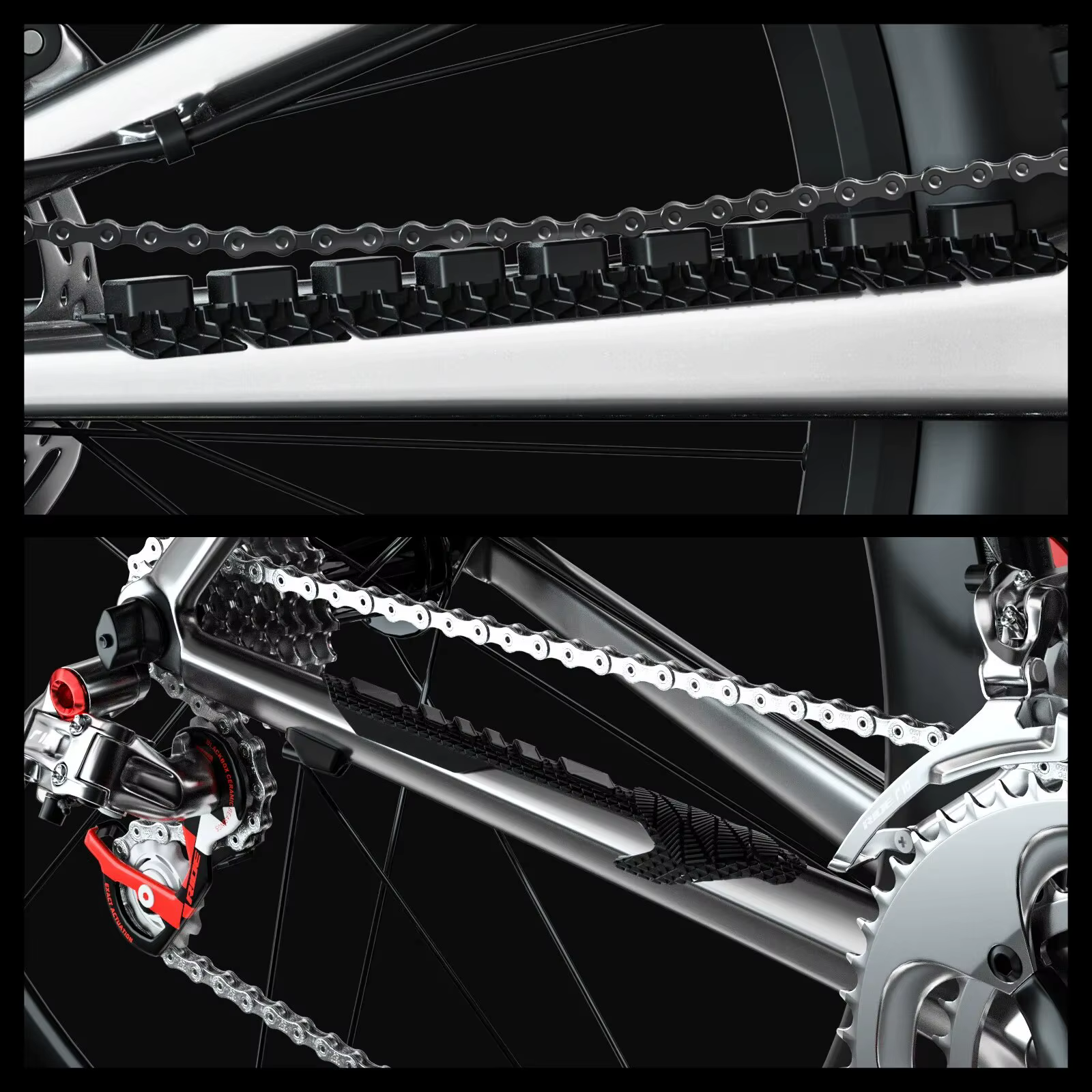 ENLEE 3D vtt vélo de route chaîne en Silicone cadre