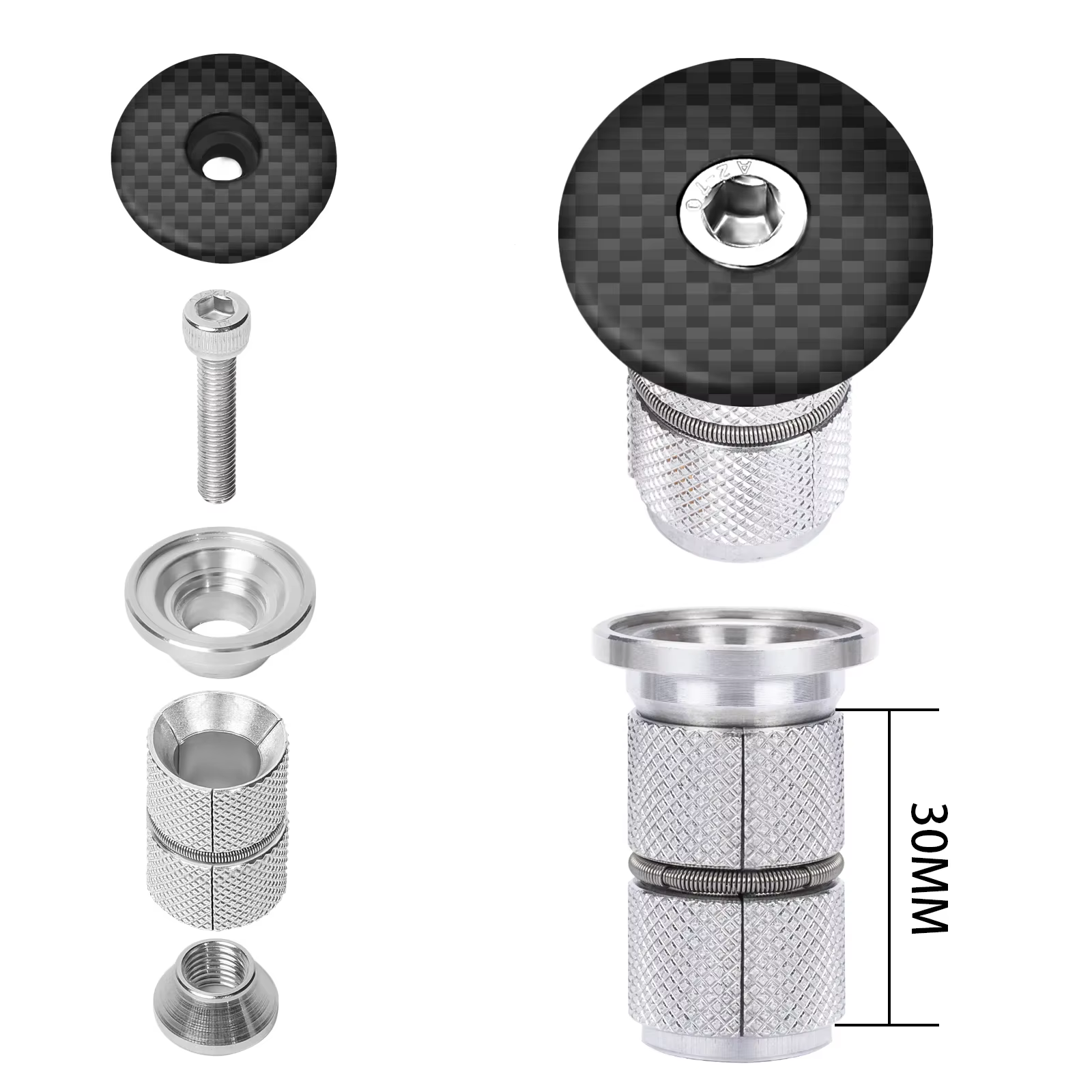 BUCKLOS – bouchon d'extension de casque de vélo en Fiber de carbone, capuchon supérieur avec boulon, ultraléger, pour fourche de route et vtt