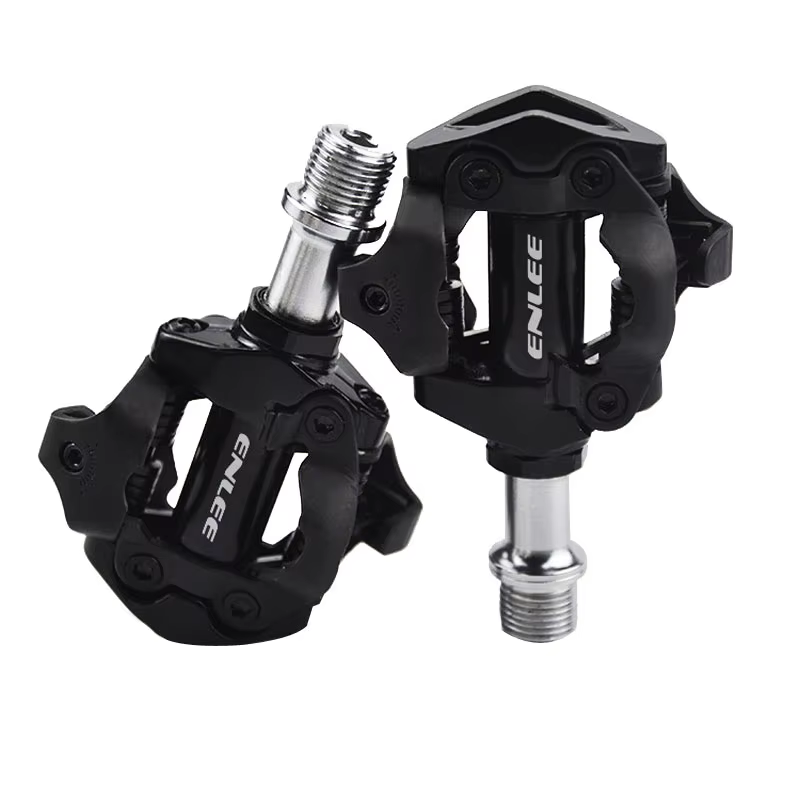 ENLEE pédale de verrouillage de vélo 1 avec taquet gratuit pour système SPD vtt route aluminium anti-dérapant roulement