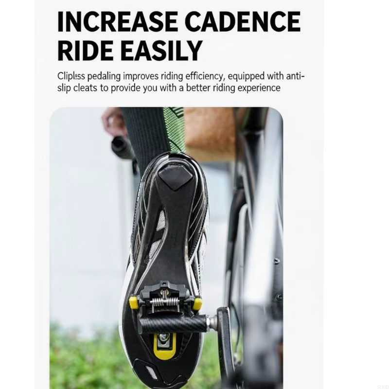 Plateforme vélo à clipser avec crampons matériel zone contact du cadre ouvert