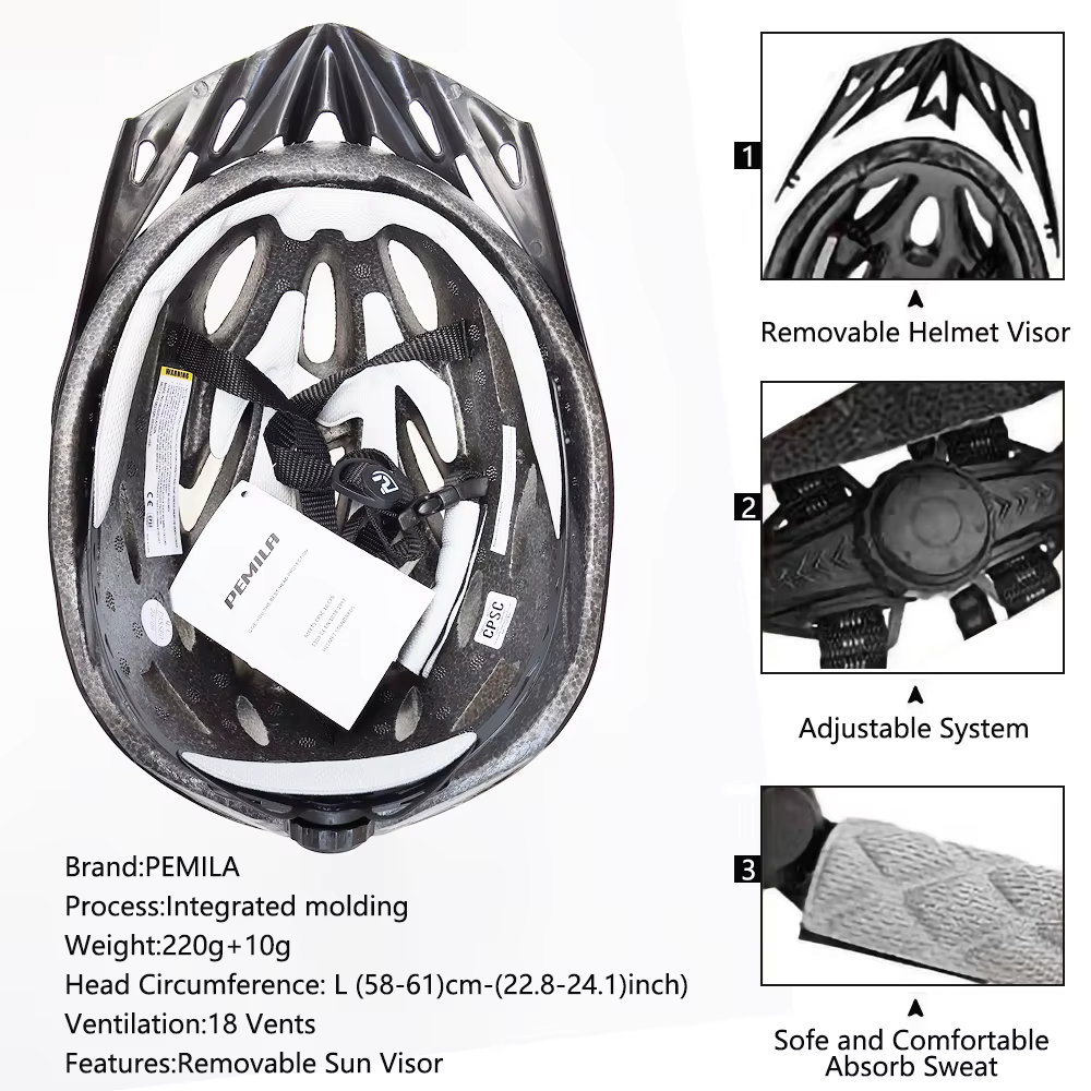 Casque de vélo de montagne ultraléger à rayures avec pare-soleil
