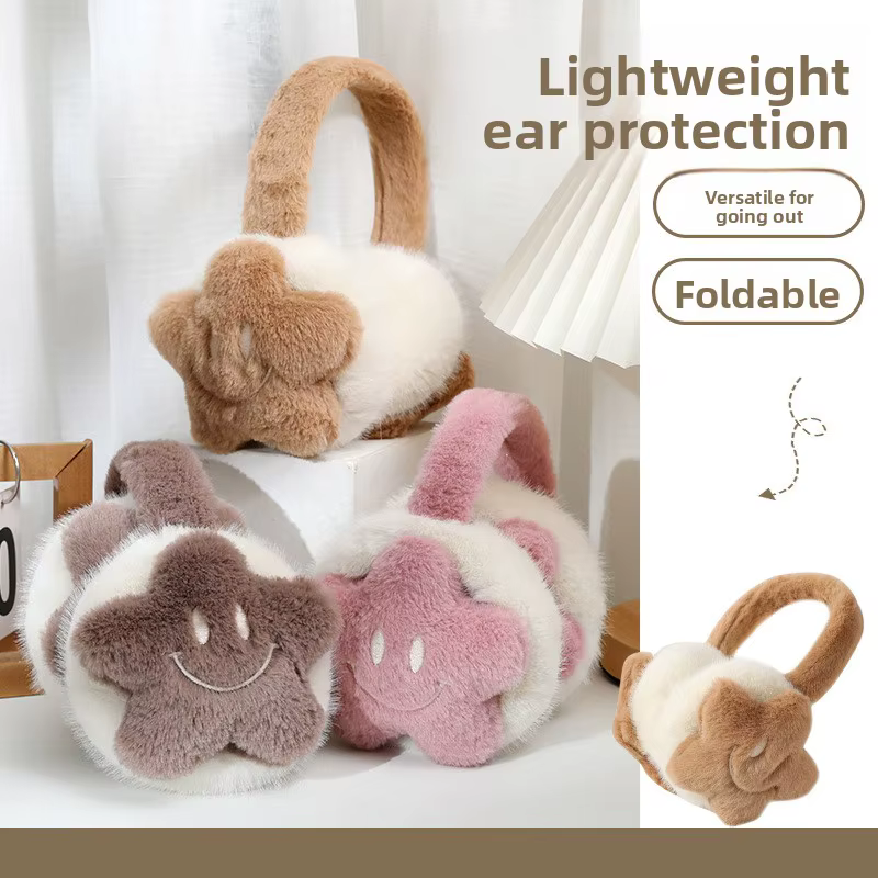 Cache-oreilles pliables en peluche chaude pour le cyclisme en plein air équitation étudiant couvre-oreilles chauffe-oreilles hiver automne Style de dessin animé mignon