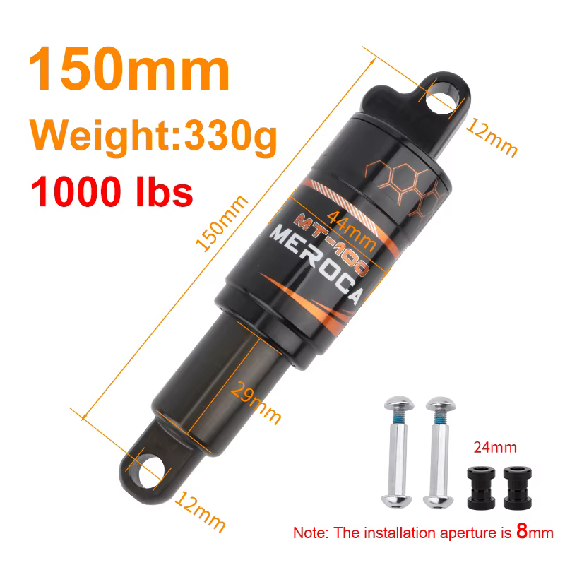 MEROCA-Amortisseur arrière de vélo MT-100 ressort à huile amortisseur réglable 125/150/165/190mm pour scooter VTT