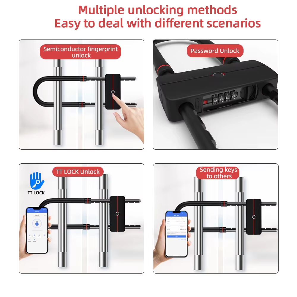 RAYKUBE étanche Bluetooth APP contrôle serrure de vélo électronique en forme de U