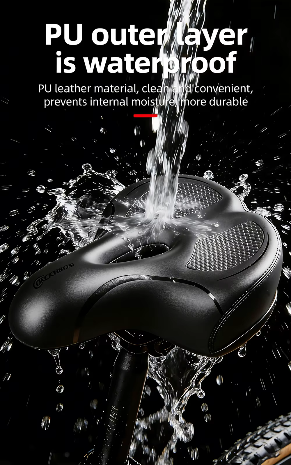 DRCKHROS Selle de vélo confortable à double absorption des chocs