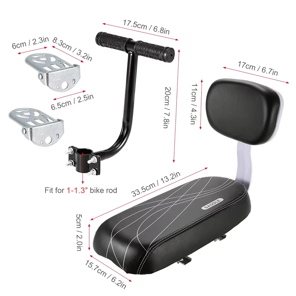 Siège arrière de vélo en cuir PU, housse de siège enfant, coussin d'assistance de vélo T1, dégager arrière, accessoires de subvention, pièces de vélo