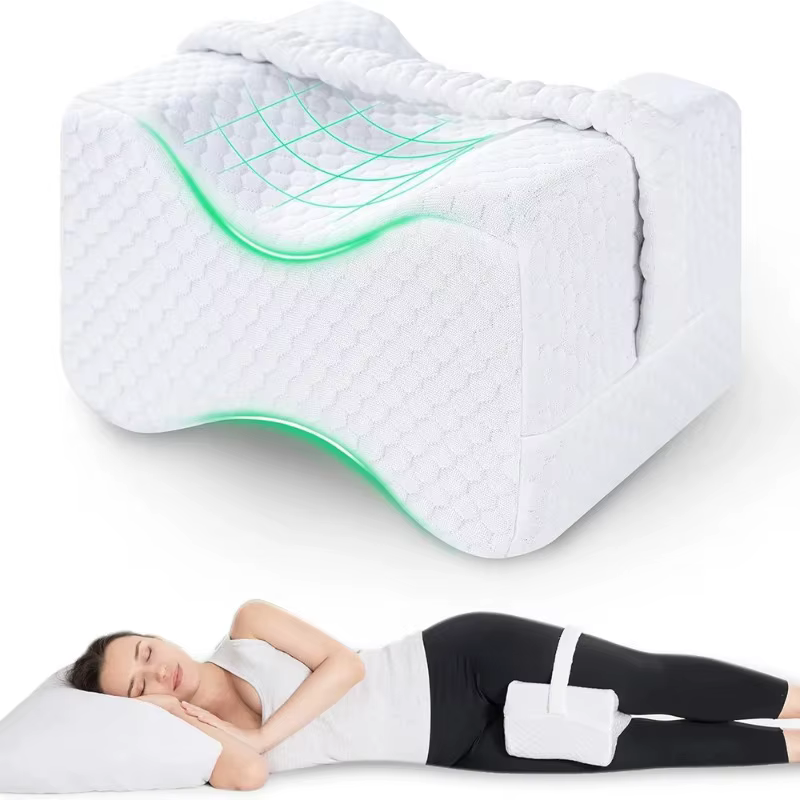 Oreiller pour dormeurs latéraux avec sangles, oreiller pour jambes et genoux en mousse à mémoire de forme douce, oreiller pour jambes en mousse à mémoire de forme pour dormeurs latéraux