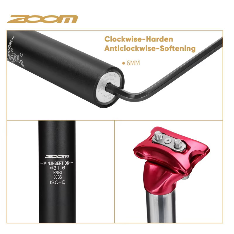 ZOOM vélo Suspension tige de selle 27.2/31.6/28.6/30.4/30.8/33.9mm vtt
