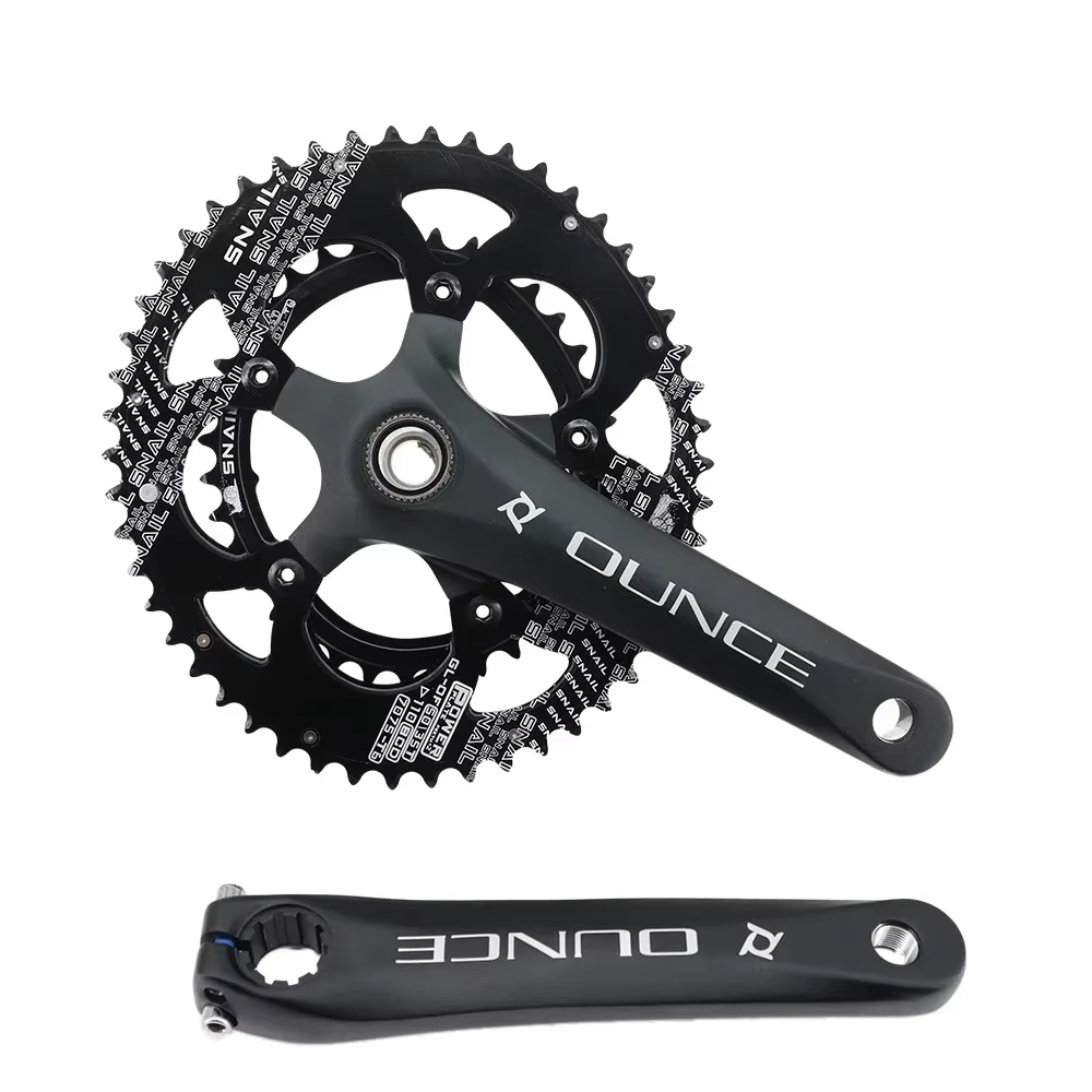 Plateau de pédalier double ovale/rond Snail 110BCD 2x pour vélo de route 50/34 52/36 53/39 54/40 compatible Shimano et SRAM 8 9 10 11 12 vitesses