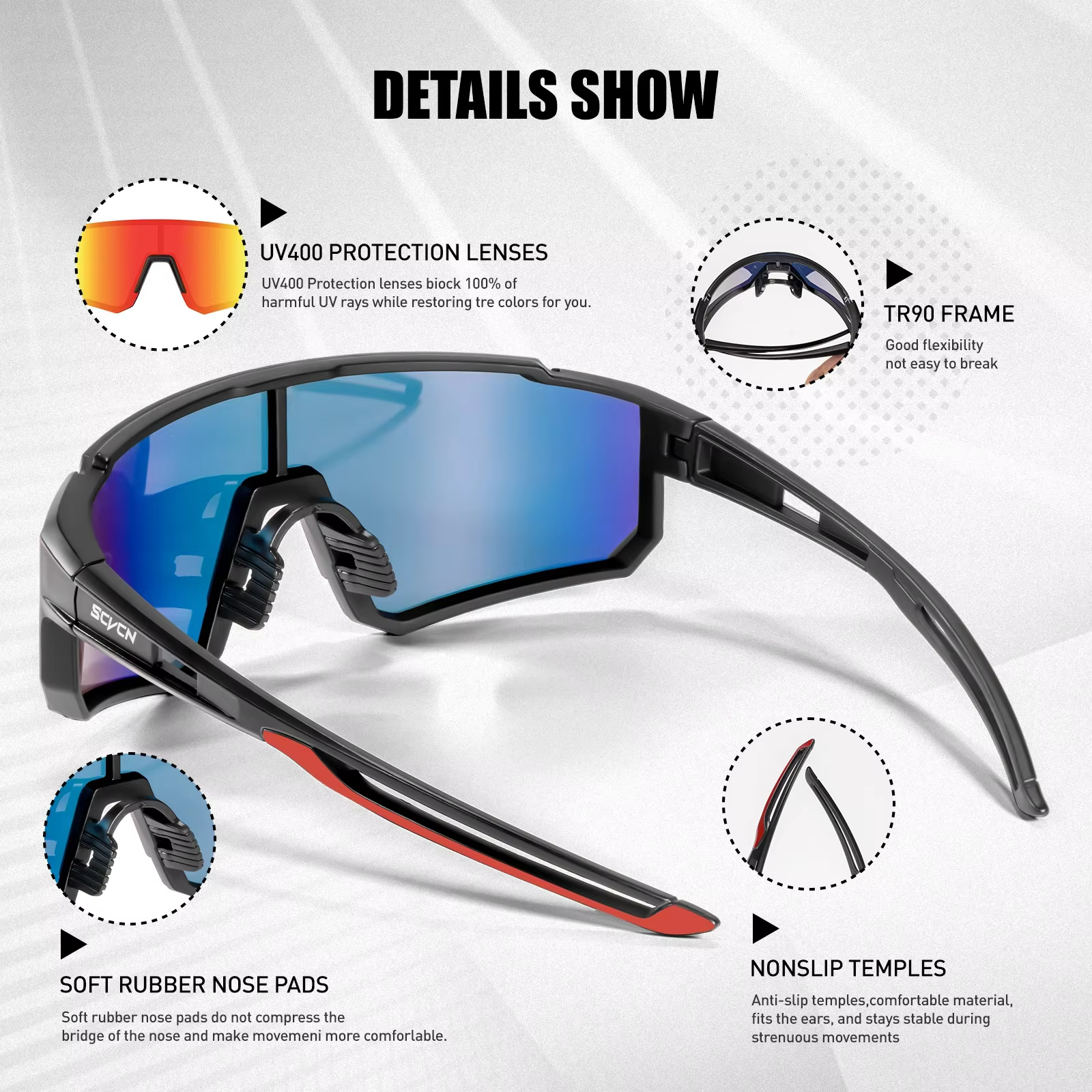 SCVCN mode lunettes de cyclisme vélo Baseball