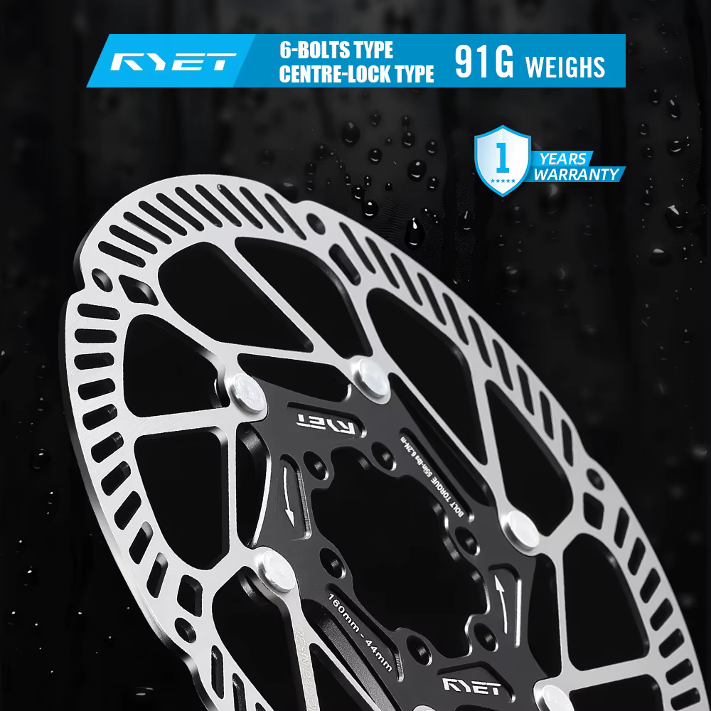 RYET Rotor de disque de vélo flottant ultraléger 140mm 160mm - 6 boulons et verrouillage central en acier inoxydable