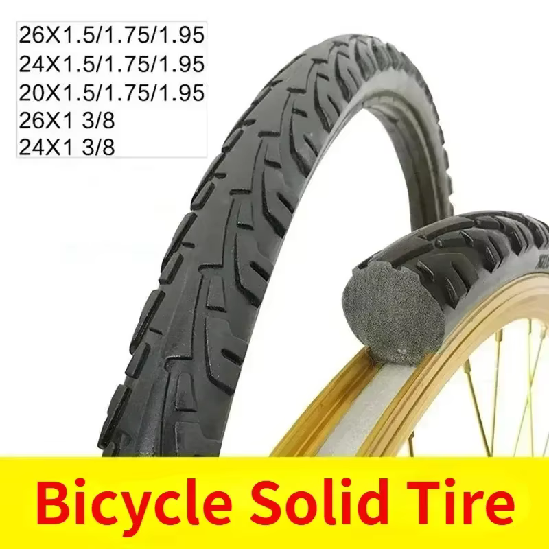 Pneu solide de vélo 20/24/26 pouces x1.50/1.95/1 3/8 pneus solides