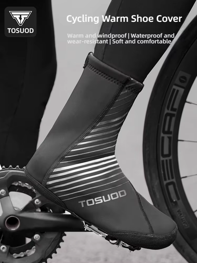 TOSUOD hiver imperméable à l'eau couvre-chaussures de cyclisme réfléchissant thermique élastique
