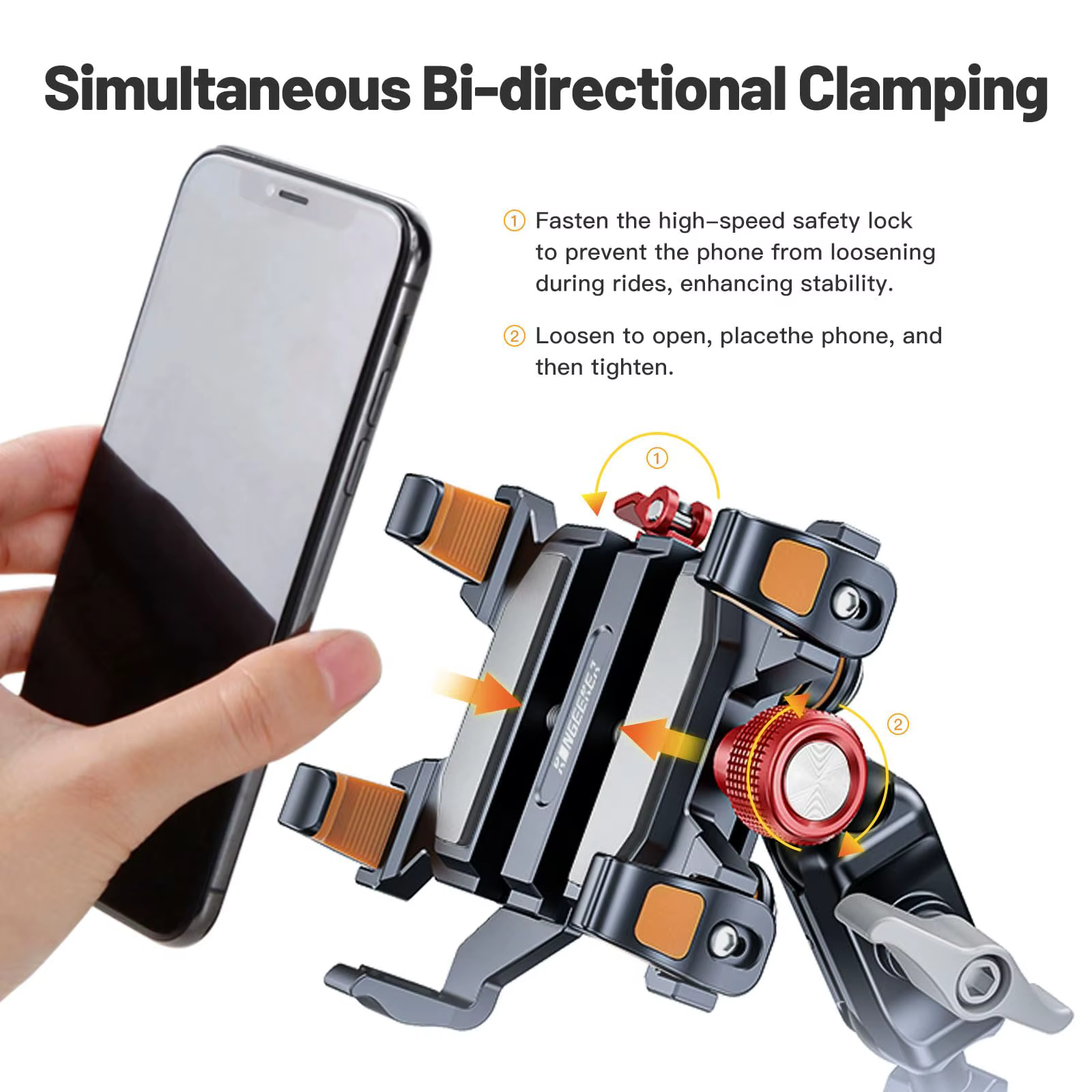 Apex Rush 2025 nouveau support de téléphone pour moto en alliage d'aluminium avec amortisseur serrure de sécurité haute