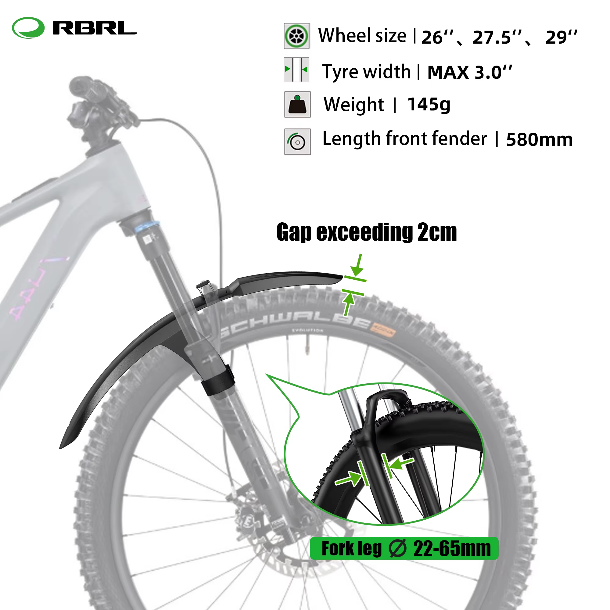 Garde-boue avant de vélo RBRL