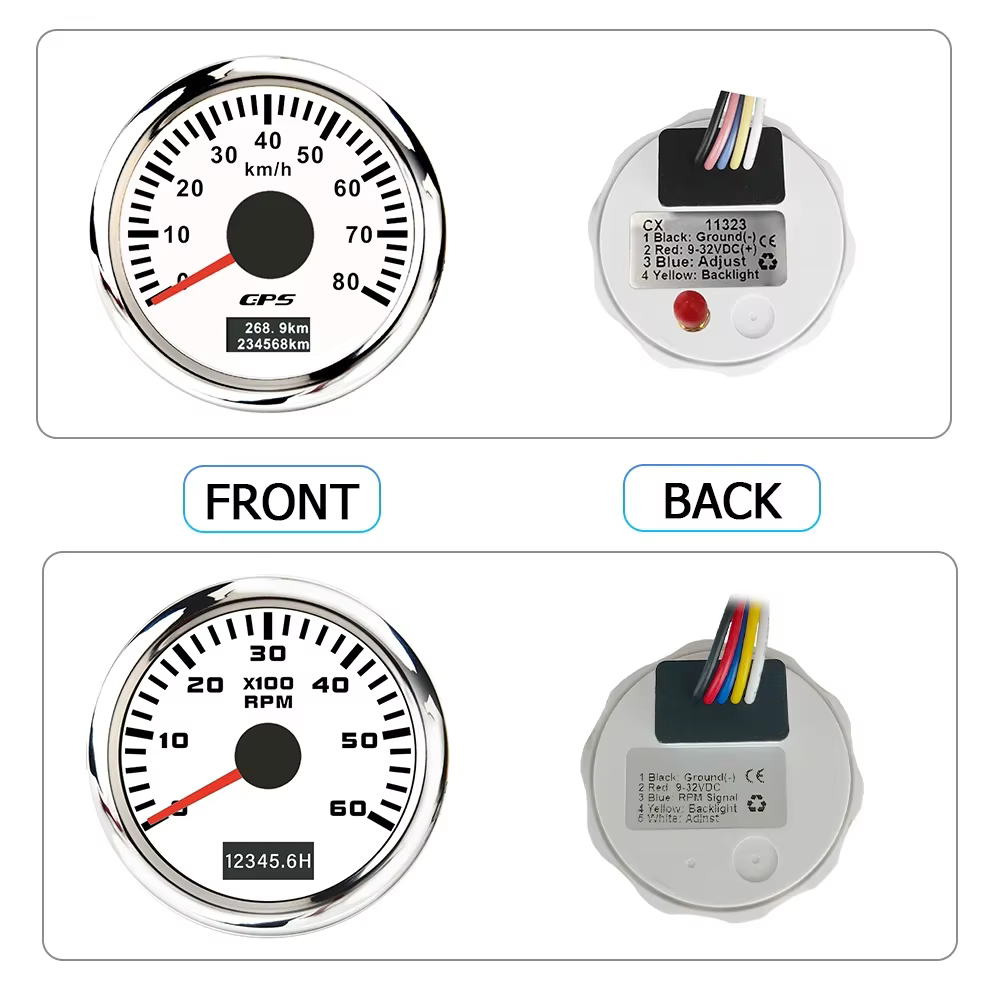 ELING – compteur de vitesse GPS universel 52mm 0-60 km/h 80 kmh 120 km/h + tachymètre 4000 tr/min 6000 tr/min avec rétro-éclairage pour voiture bateau camion 9-32V