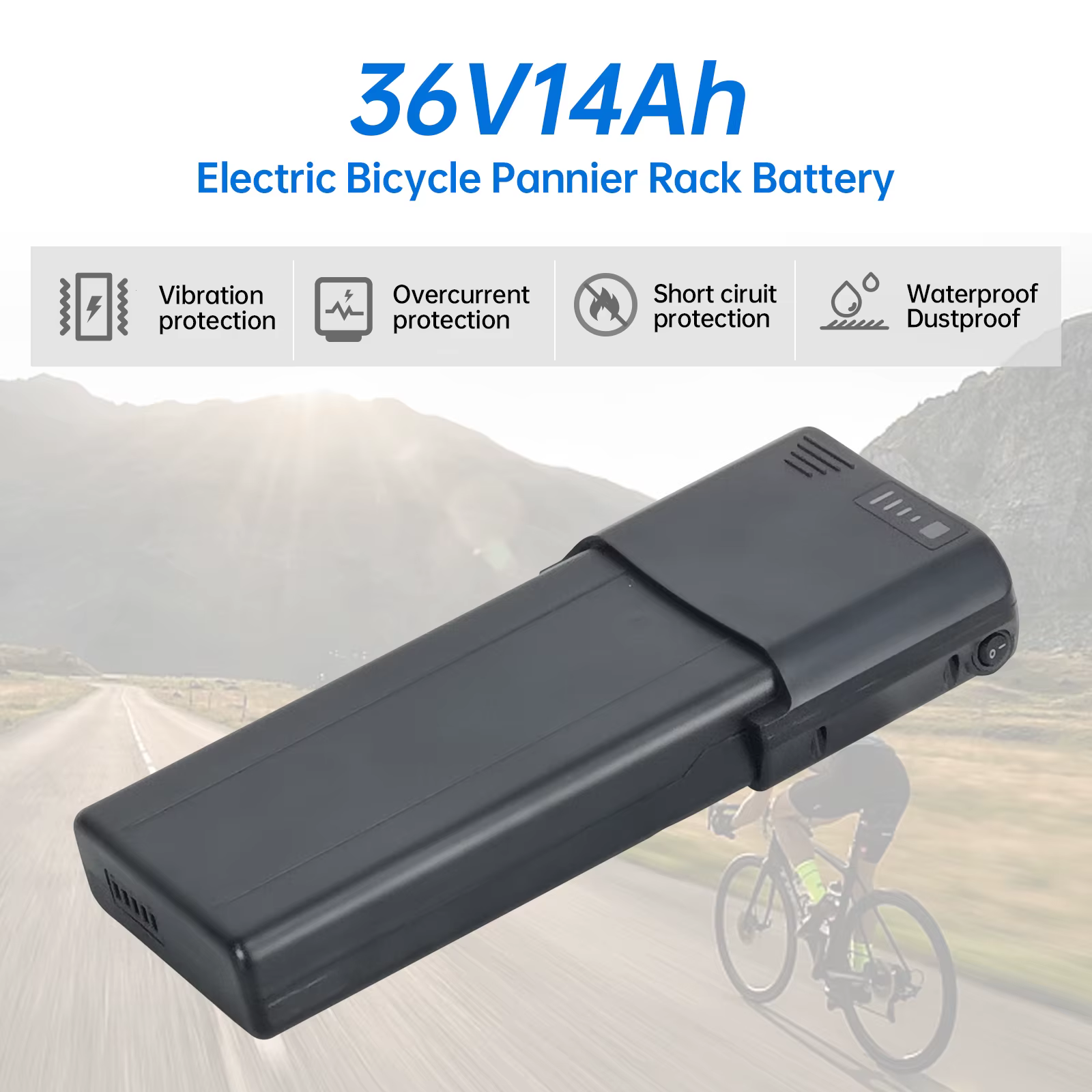 Batterie de vélo électrique de support arrière 36v 8.8ah 10.4ah 11.6ah 14ah avec chargeur BMS 36v lithium ion akku pour 350w 500w