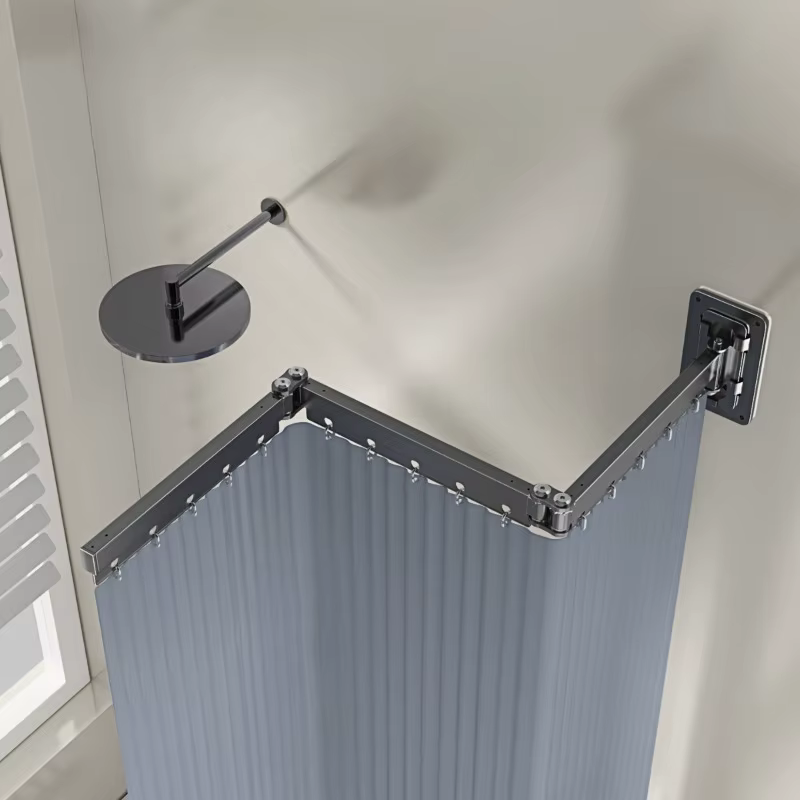 Ensemble de rideaux de douche pliables en polyester imperméable, cloison invisible rétractable pour la séparation des zones sèches et humides dans la salle de bain