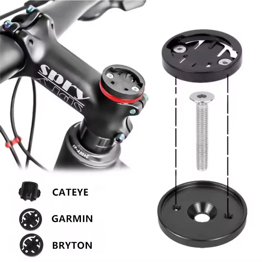 BKPTX support d'ordinateur à capuchon supérieur tige de vélo de route vtt pour Garmin/Bryton/Cateye 28.6mm chronomètre