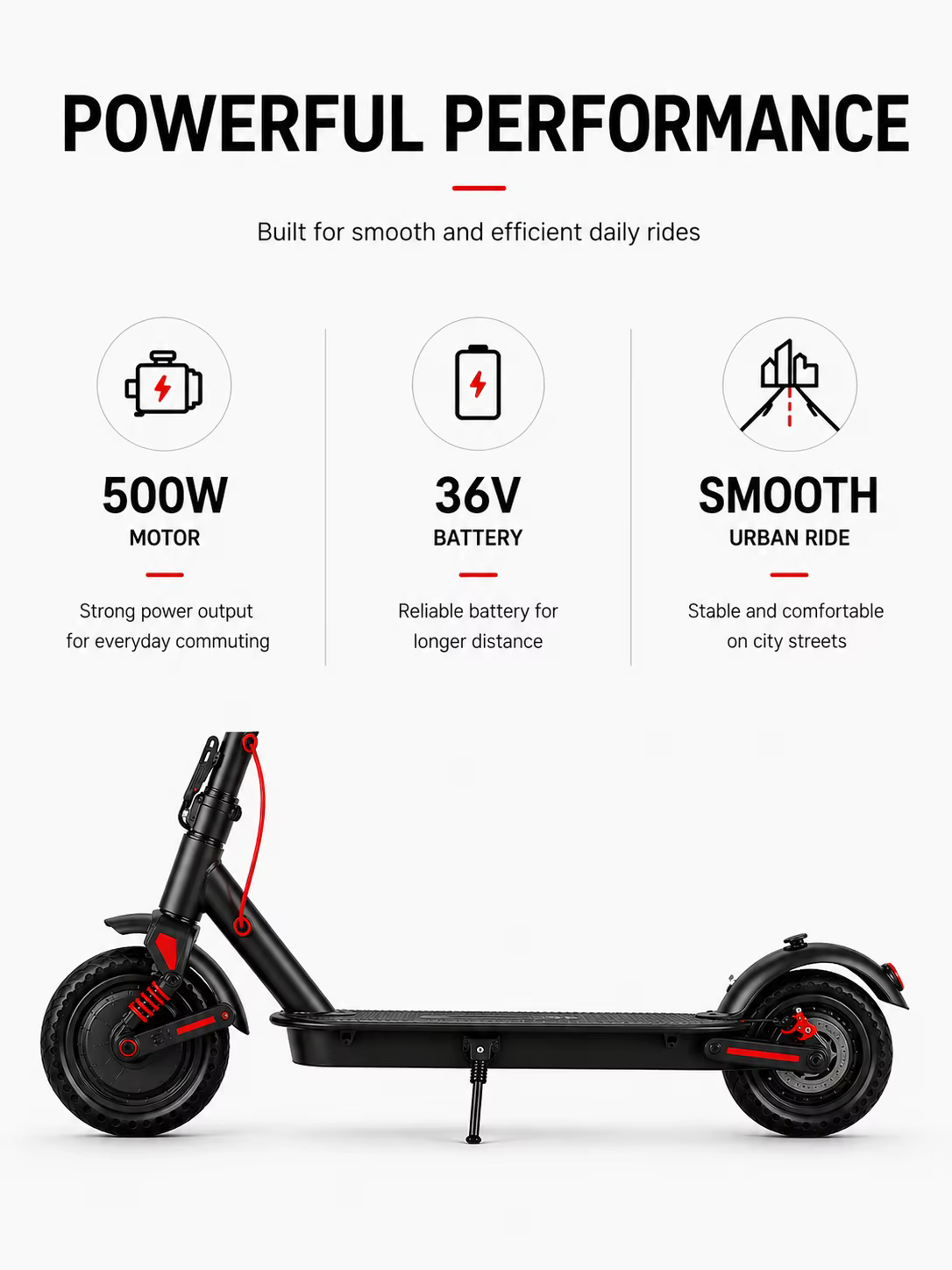 Trottinette électrique pliable 36V 500W avec siège amovible