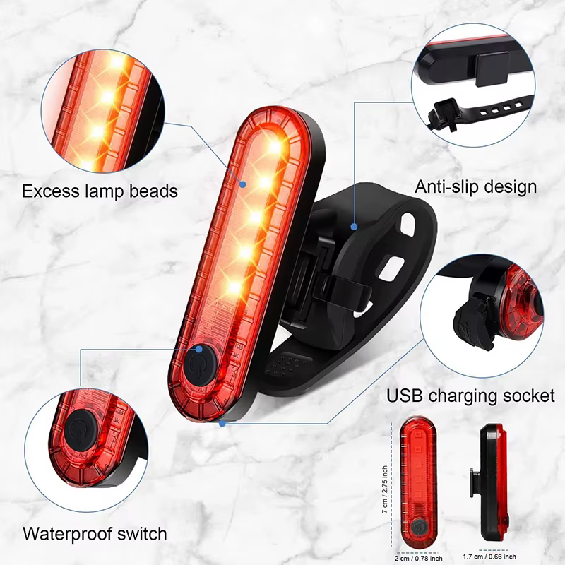 Feu arrière de vélo LED rechargeable par USB