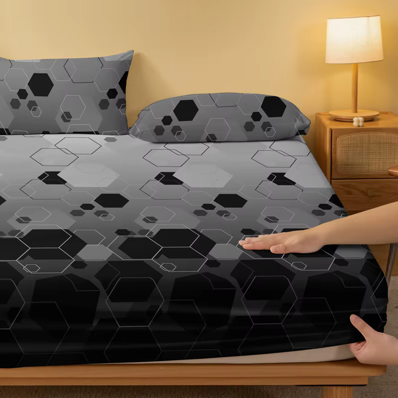 1 drap-housse mat imprimé géométrique moderne Simple, housse de lit imprimée pour chambre à coucher, literie (hors taies d'oreiller)