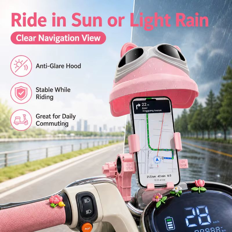 Support de téléphone pour scooter avec protection solaire et pluie