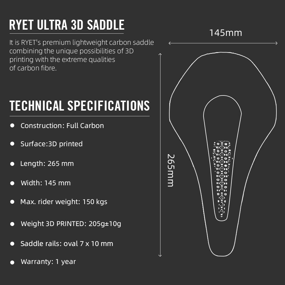 Selle de vélo entièrement en carbone imprimée en 3D