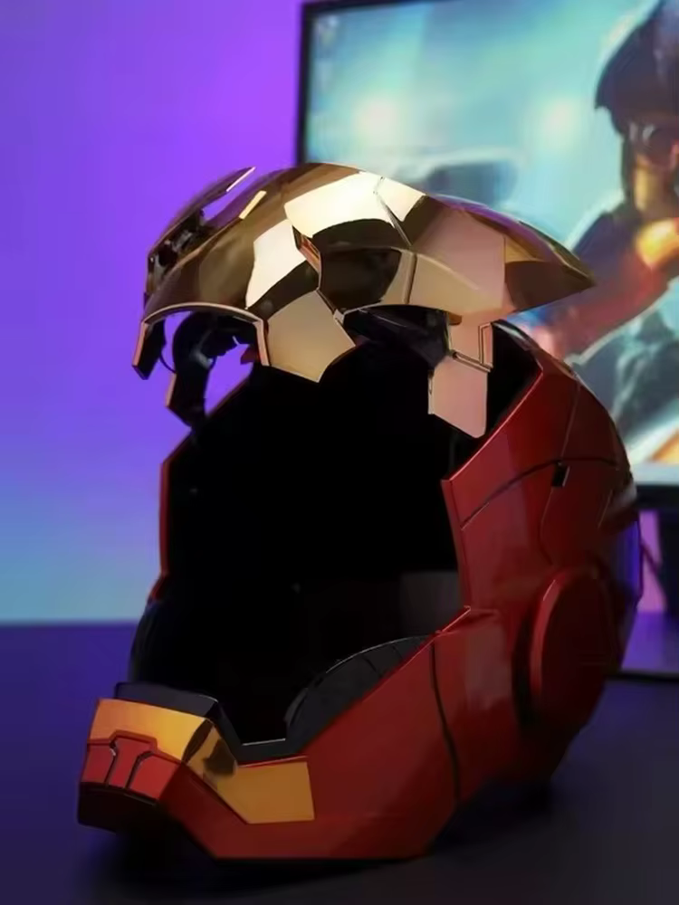 Casque Iron Man MK5 MK5 1:1 Contrôle vocal Avengers War Machine Cosplay avec lumière LED électronique Fermeture électronique Casque Iron Man Cadeau pour enfants