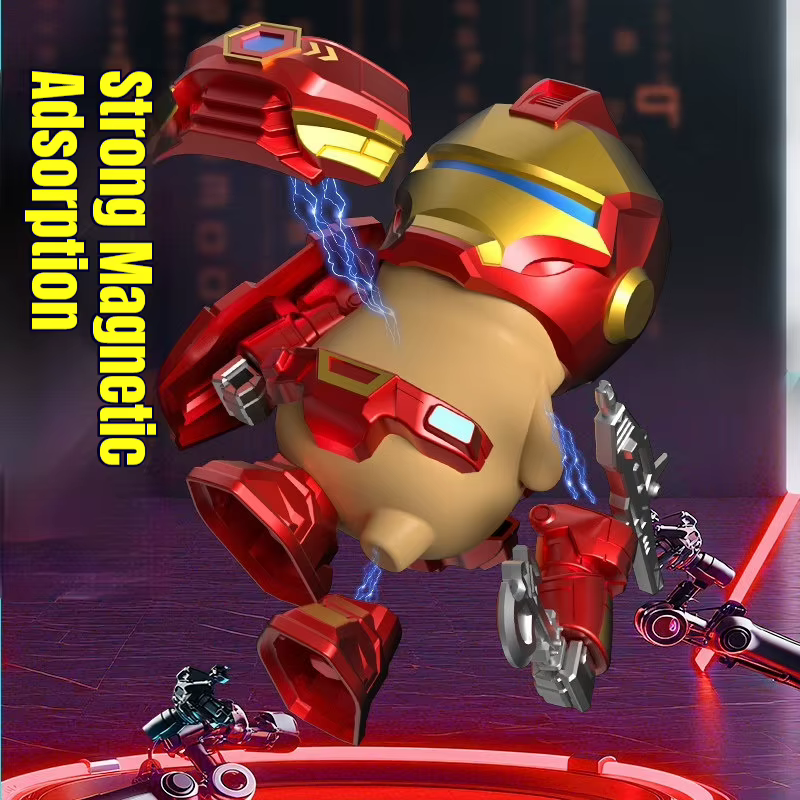 Robot transformable assemblable Capybara Iron Man Mecha avec pièces d'armure magnétiques, figurine de décoration de bureau