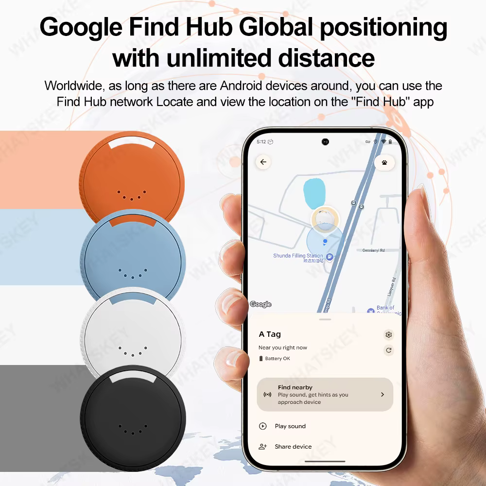 Traceur GPS intelligent Android avec Google Find Hub, localisateur GPS portable, alarme anti-perte Android, balises de localisation GPS