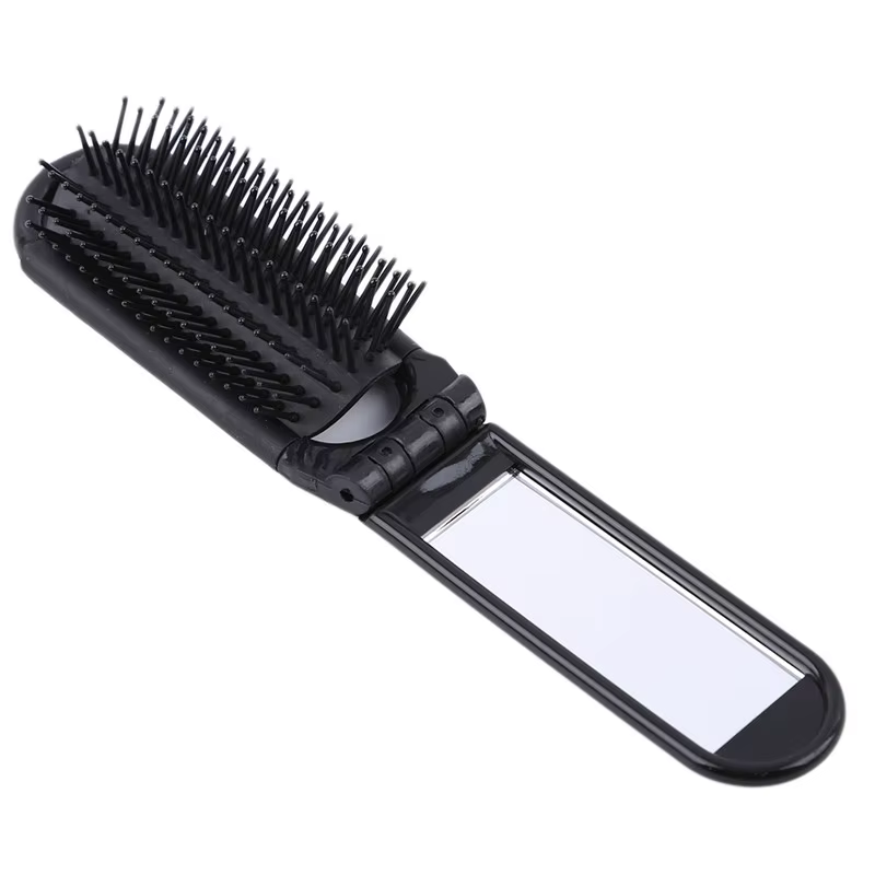 Brosse à cheveux pliante avec miroir, peigne de voyage professionnel Portable pour femmes et hommes, brosse de Massage antistatique, outils de coiffure