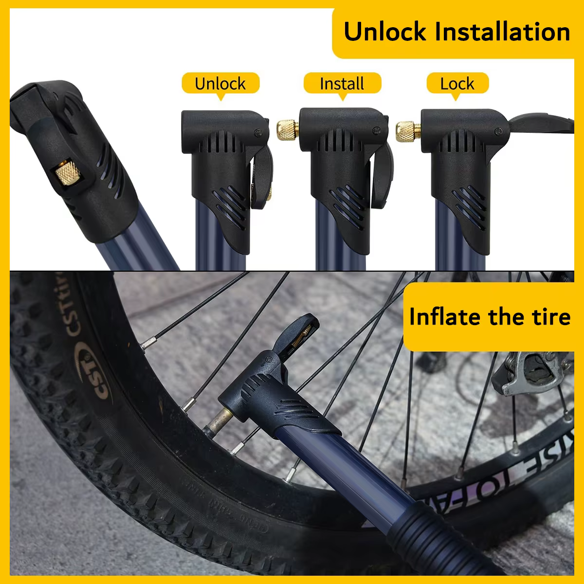 Mini pompe à vélo portable avec poignée antidérapante