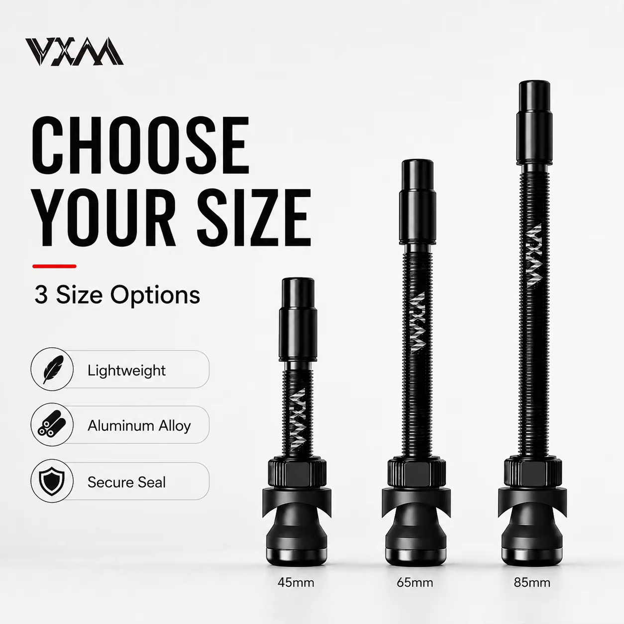 Valves tubeless VXM 45 65 85 mm en alliage d'aluminium