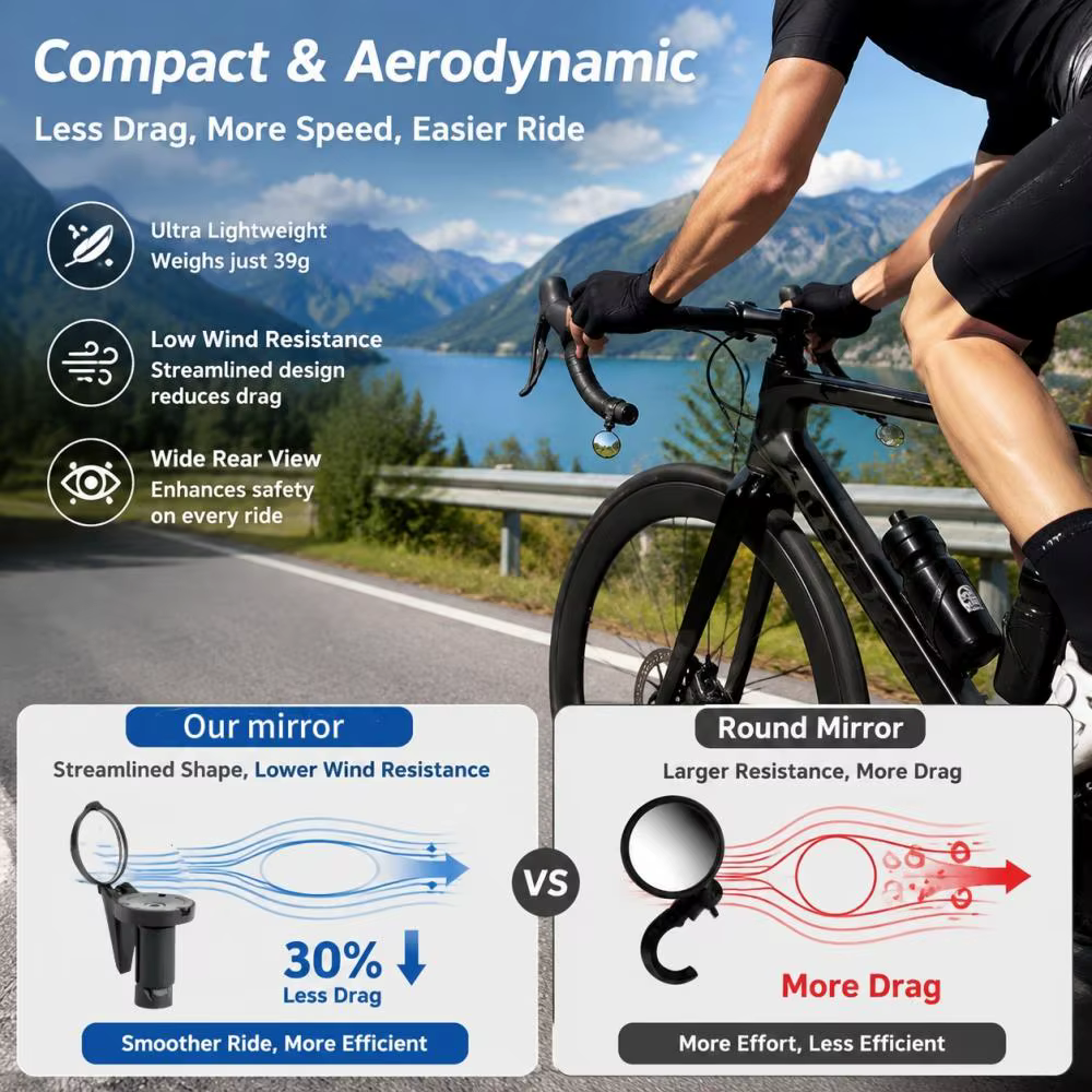 Rétroviseur de vélo, rétroviseur de guidon de vélo