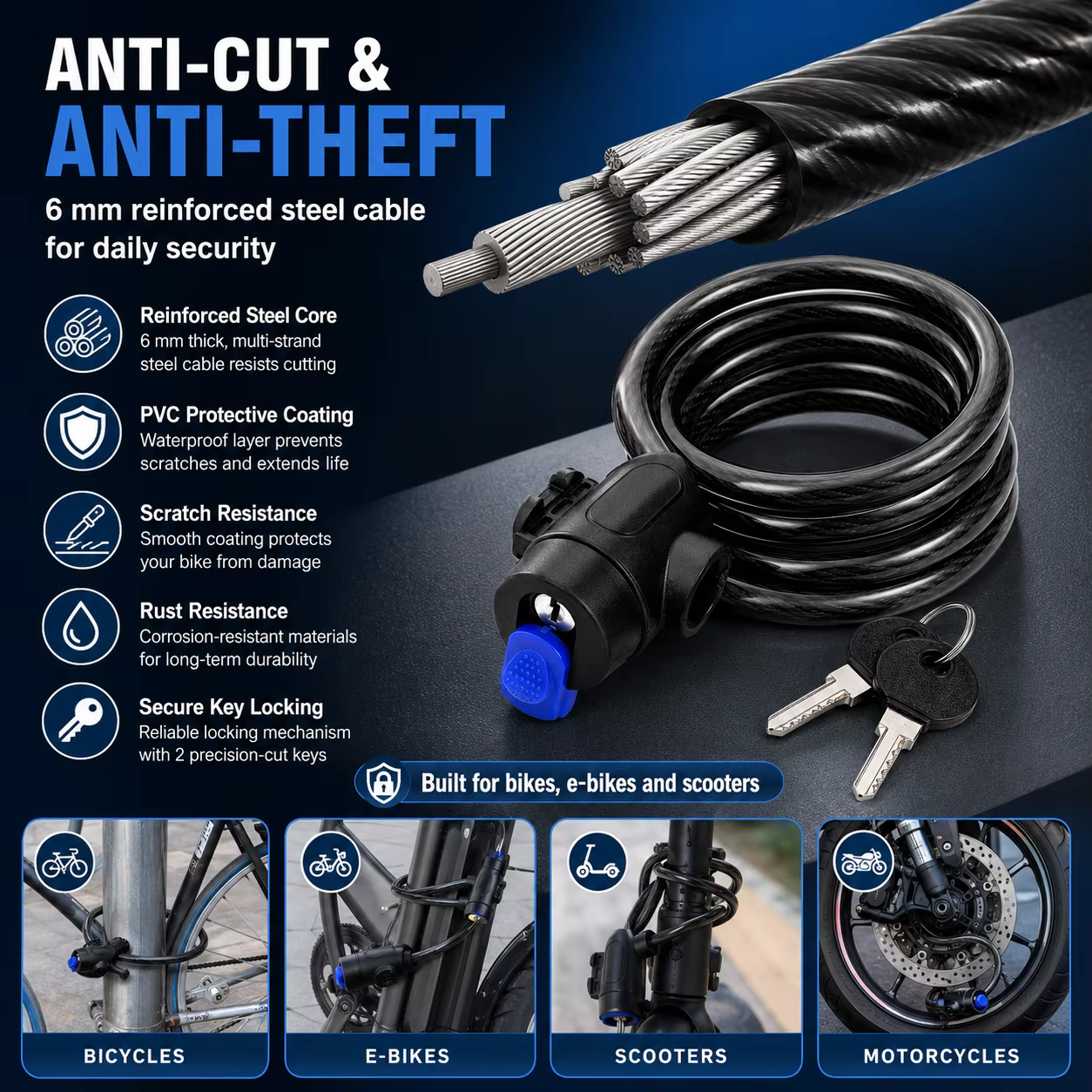 PINMOAP 1PC Antivol de vélo