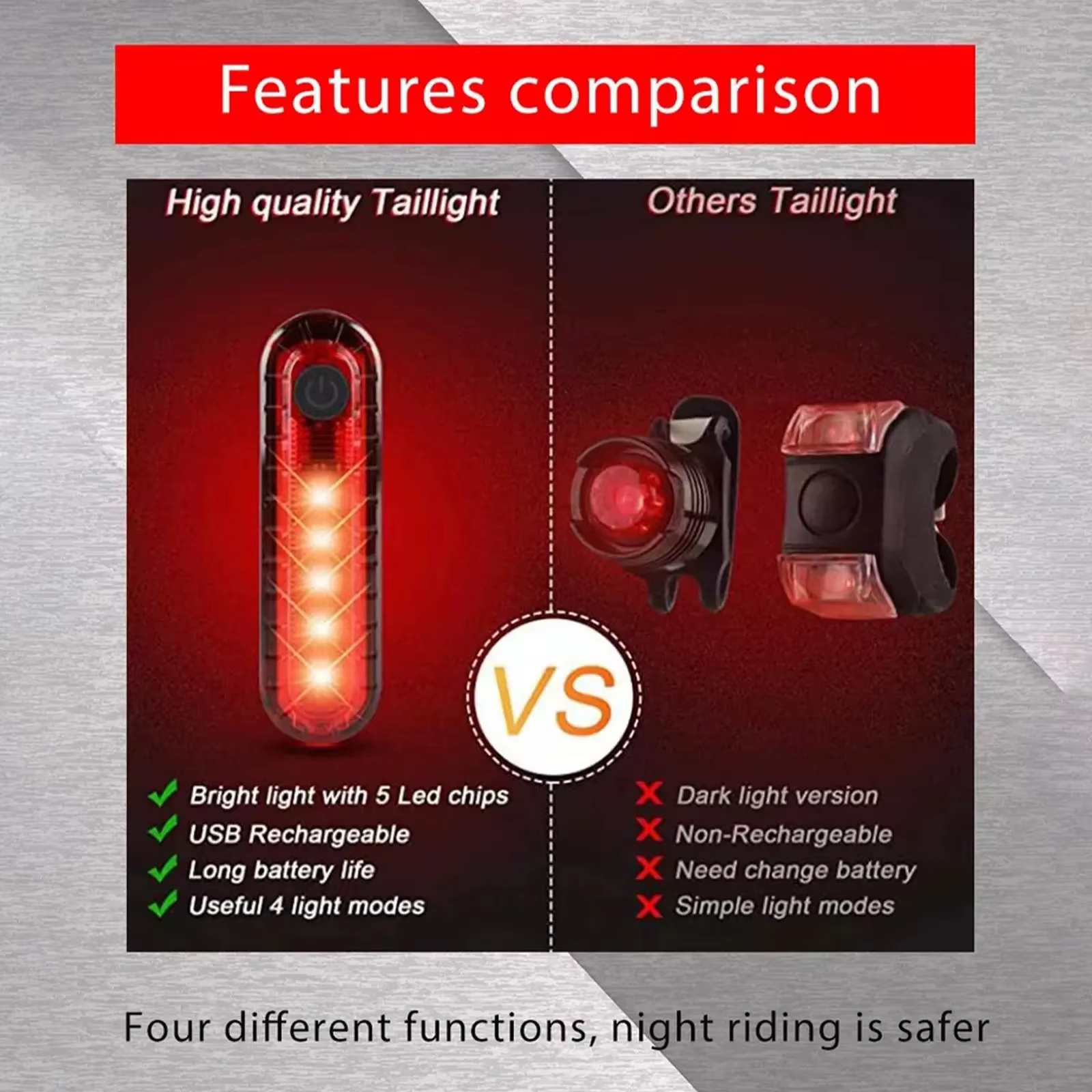 Enquêter arrière rouge ultra lumineux pour vélo