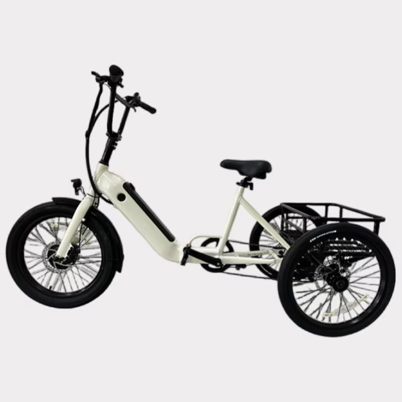 Tricycle électrique de cargaison léger 3 roues pour personnes âgées gros vélo pliable 7 vitesses puissant 500W 20 pouces