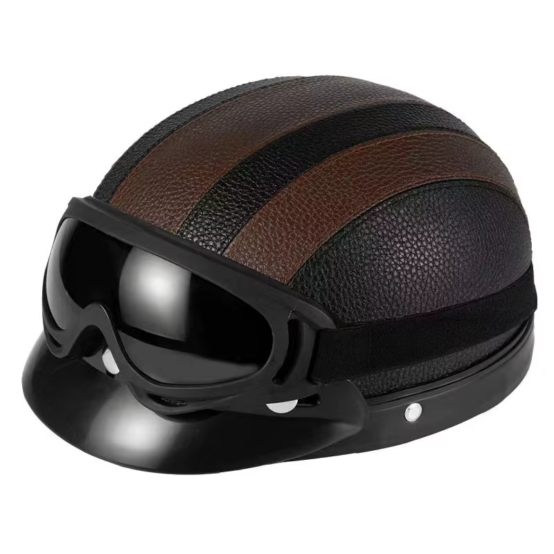 Casque vintage en cuir Harley pour homme et femme
