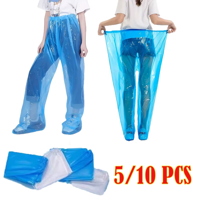 Lot de 5/10 pantalons de pluie jetables portables anti-éclaboussures