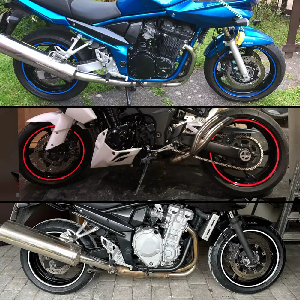 1 jeu de 16 pièces autocollant de roue bande réfléchissante jante vélo moto autocollants pour Honda pour Kawasaki Z750 Z800 pour YAMAHA MT07