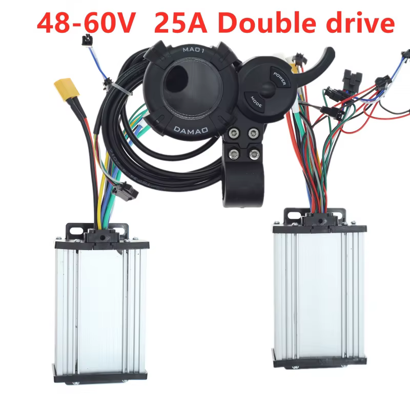 Contrôleur de trottinette électrique 48V-60V 25A 6 tubes double entraînement universel avec écran LCD Damao et
